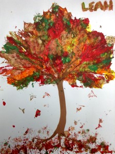 fall leaf painted tree preschool story time
